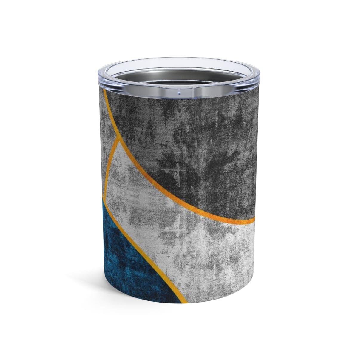 Insulated Tumbler 10oz - Black Blue Grey Circular Geometric Print