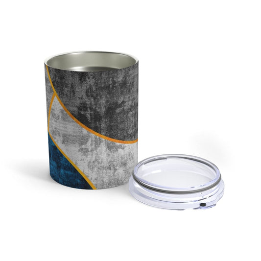 Insulated Tumbler 10oz - Black Blue Grey Circular Geometric Print