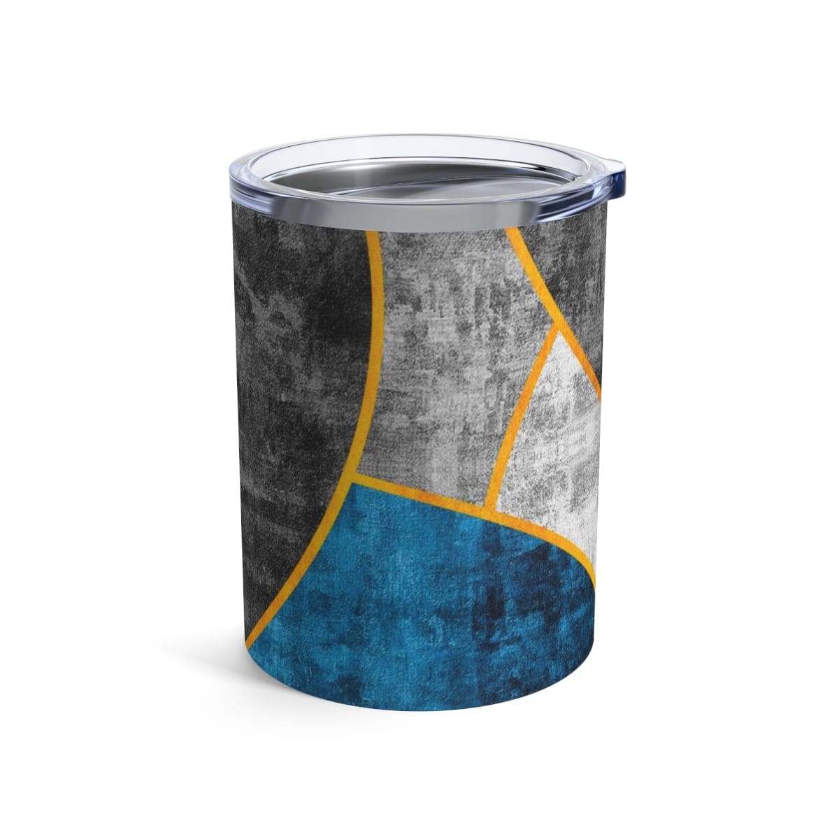 Insulated Tumbler 10oz - Black Blue Grey Circular Geometric Print