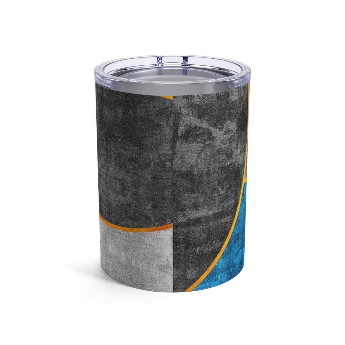 Insulated Tumbler 10oz - Black Blue Grey Circular Geometric Print