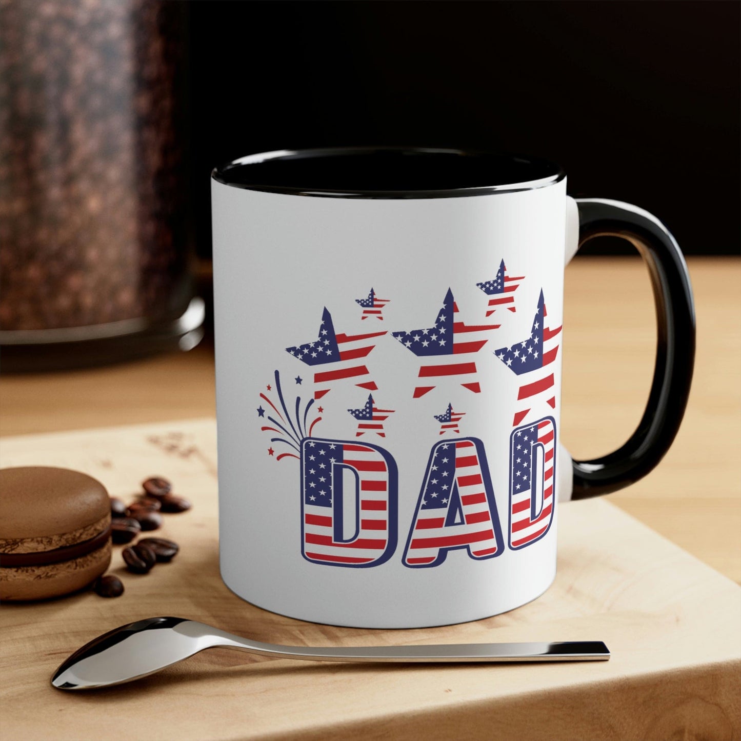 Two-tone Accent Ceramic Mug 11oz - 4th of July Celebration Illustration