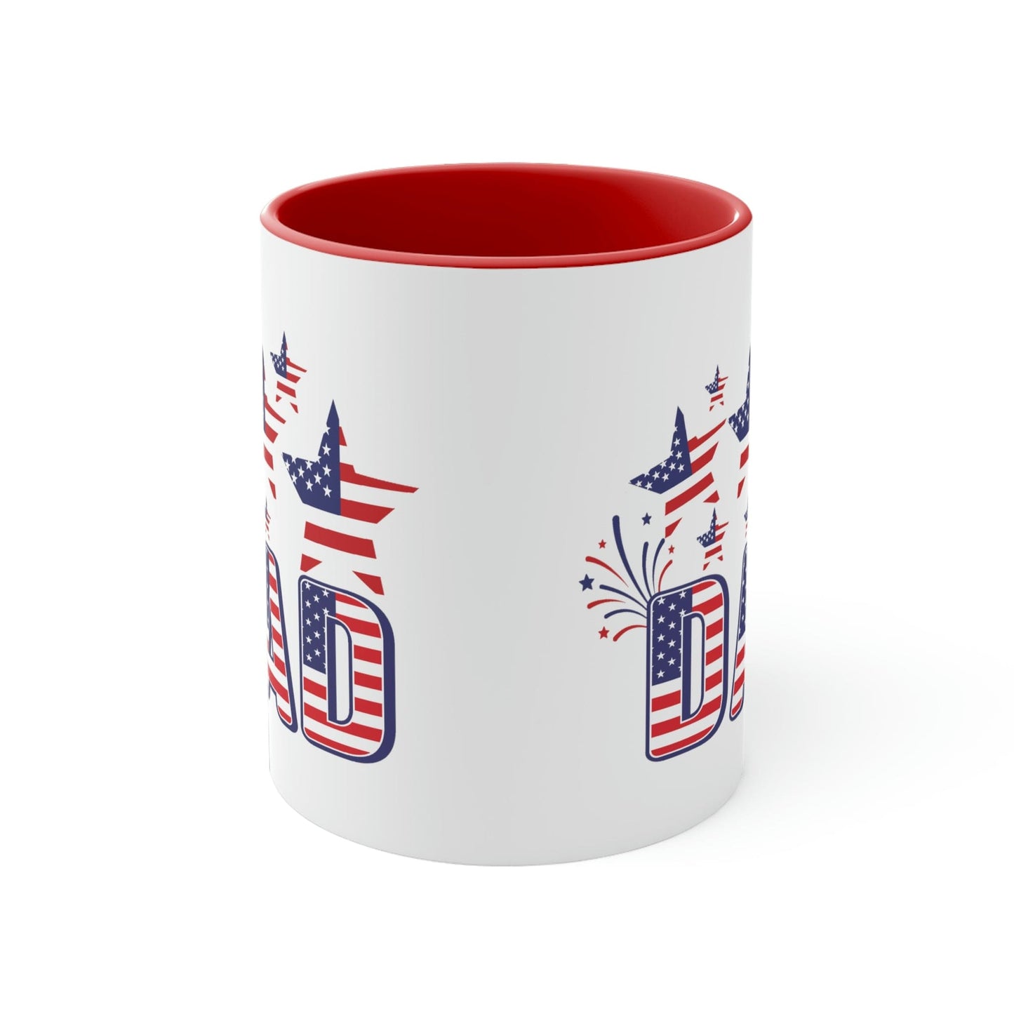 Two-tone Accent Ceramic Mug 11oz - 4th of July Celebration Illustration