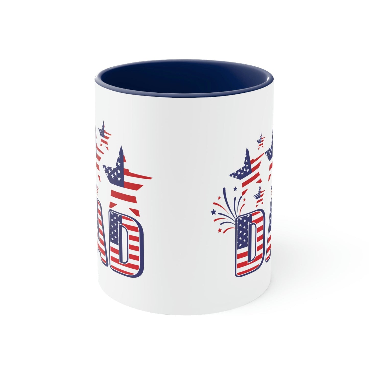 Two-tone Accent Ceramic Mug 11oz - 4th of July Celebration Illustration