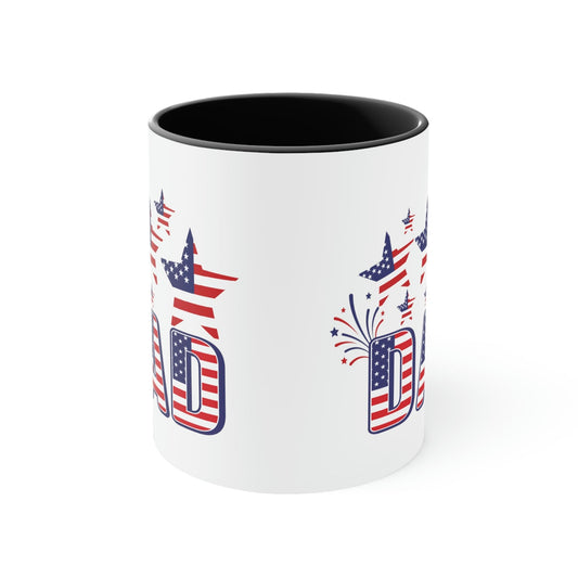 Two-tone Accent Ceramic Mug 11oz - 4th of July Celebration Illustration